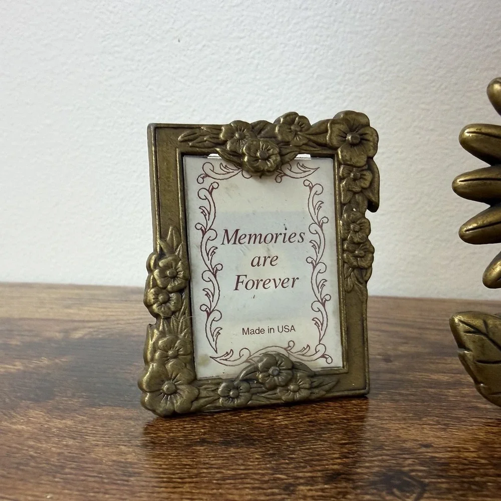 Set Of 3 AMC Brass Miniature Picture Frames Sunflower Mouse Flowers USA